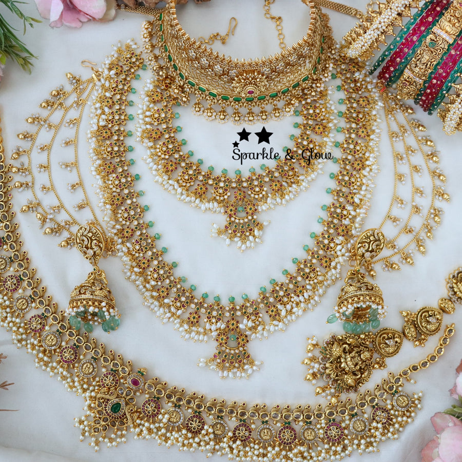Regal Guttapusalu Bridal Set – A Timeless Symbol of South Indian Bridal Elegance !!
Wedding Season Sale Get 15% discount on sitewide
Get Free Gift Above 10k
Get Free Shipping above 7.5k &30k(Domestic&
International)
Get 7% discount on First Order

1.ID L-7133,S-6895,C-3059,H-28869,E-17101,EC-27981
2.ID L-27554,S-27553,C-17253,H-18117,E-23443,EC-19434
3.ID L-27539,S-27540,C-17253,E-18719,H-7133,EC-27882
4.ID L-27542,S-27541,C-23414,H-7133,E-17099,EC-19434
5.ID 30334
6.ID 30337
7.ID L-17733,S-17937,C-4174,H-1