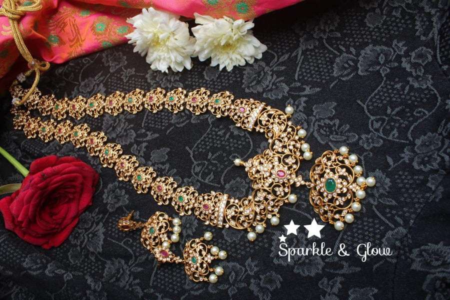 CZ Stones Matte lihgtweight long haram - Sparkle and Glow