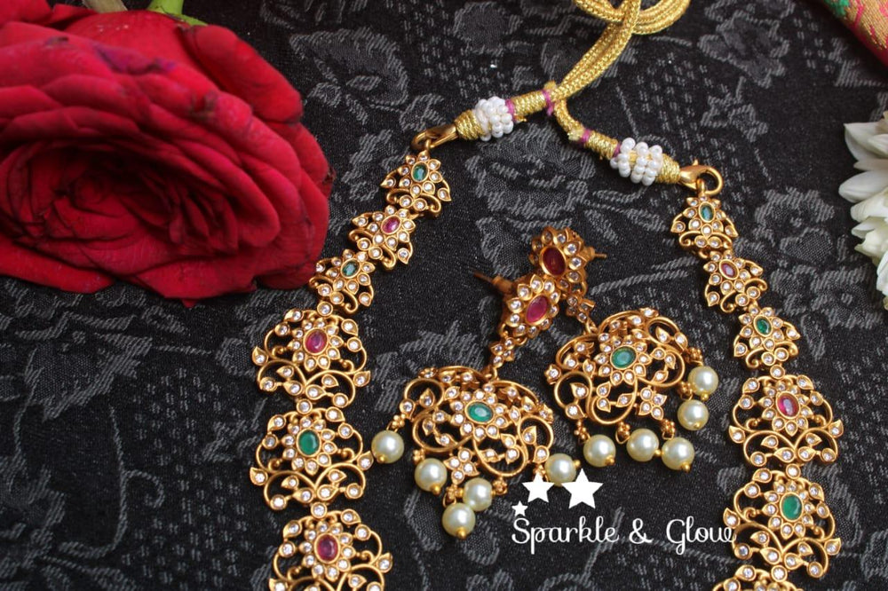 CZ Stones Matte lihgtweight long haram - Sparkle and Glow