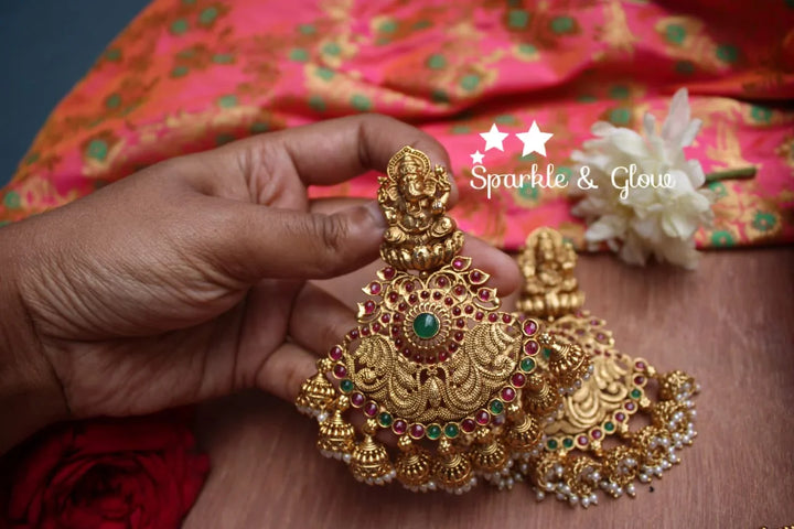 Statement Ganesha Studded Balis with jhumukas - Sparkle and Glow