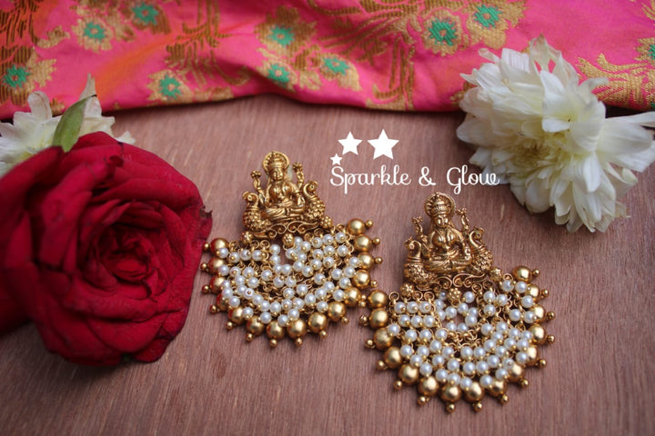 Gold alike Lakshmi festive bali with gold cluster