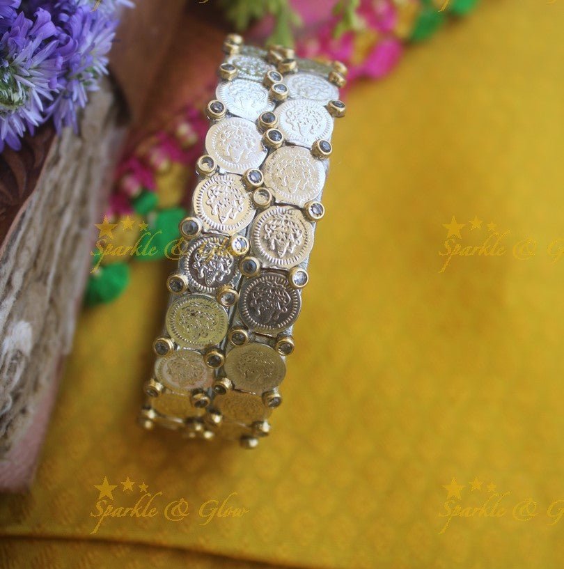 Silk Thred Coin bangle a pair - Sparkle and Glow - 1.10 - 