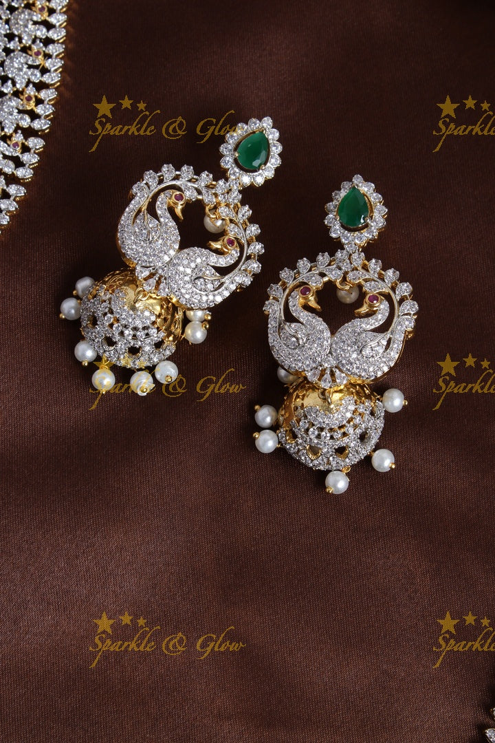 Stunning GJ Polish peacock carved pearl long necklace - Green