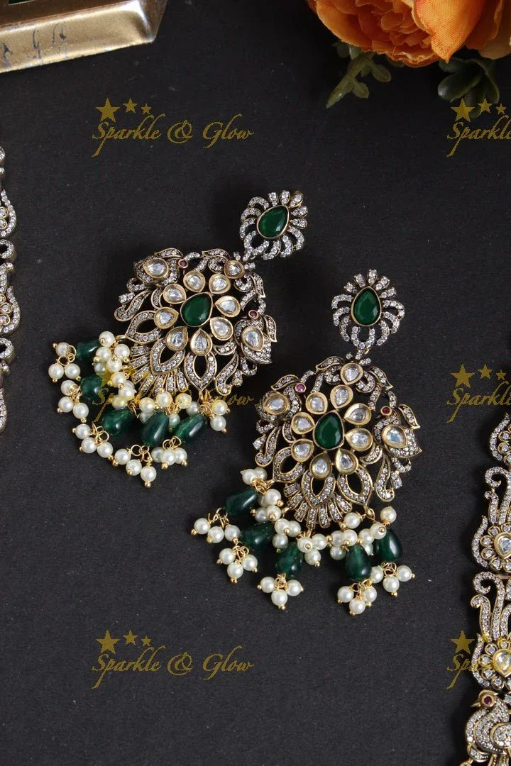 Exclusive black finish victorian floral necklace - Sparkle and Glow