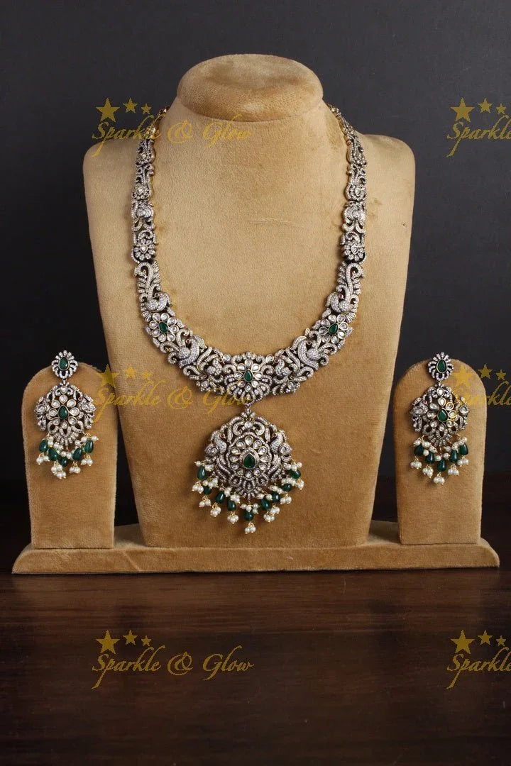 Exclusive black finish victorian floral necklace - Sparkle and Glow