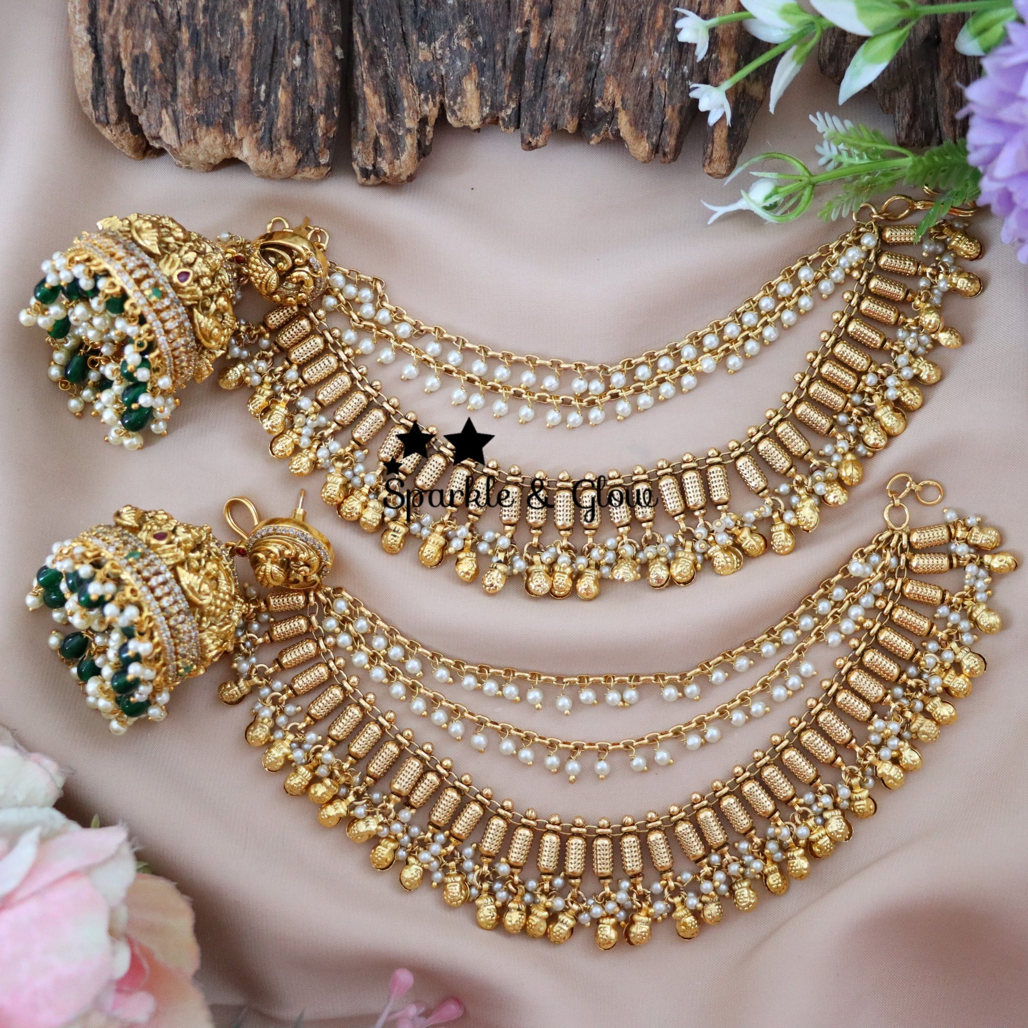 Bridal Jumukas Earchain Combo