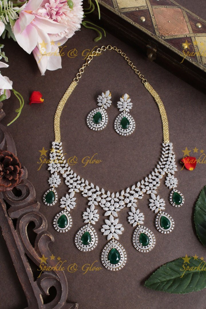 GJ Polish floral leaf branch oval stone AD necklace - Sparkle and Glow - Back Thread - 
