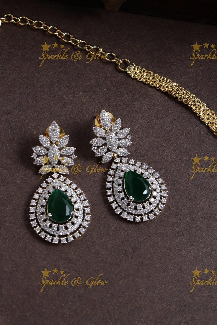 GJ Polish floral leaf branch oval stone AD necklace - Sparkle and Glow - Back Thread - 