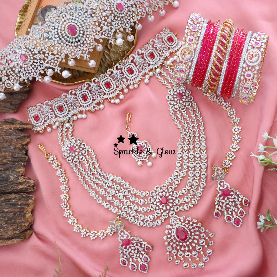 "Why spend lakhs when you can sparkle like a queen? 💎✨ This American Diamond Bridal Set is pure bridal luxury without the hefty price tag! 👰✨"
Wedding Season Sale Get 15% discount on sitewide
Get Free Gift Above 10k
Get Free Shipping above 7.5k &30k(Domestic&
International)
Get 7% discount on First Order
1 ID L-12407,C-19425,EC-30801,H-16085,M-23908
2.ID L-29831,C-2010,EC-20150,H-12928,M-23895
3. ID L-7902,C-19356,EC-30802,H-12936,M-23879
4. ID Set-12405,EC-27010,H-13380,M-9908
5.ID L-10089,C-26931,EC-  1