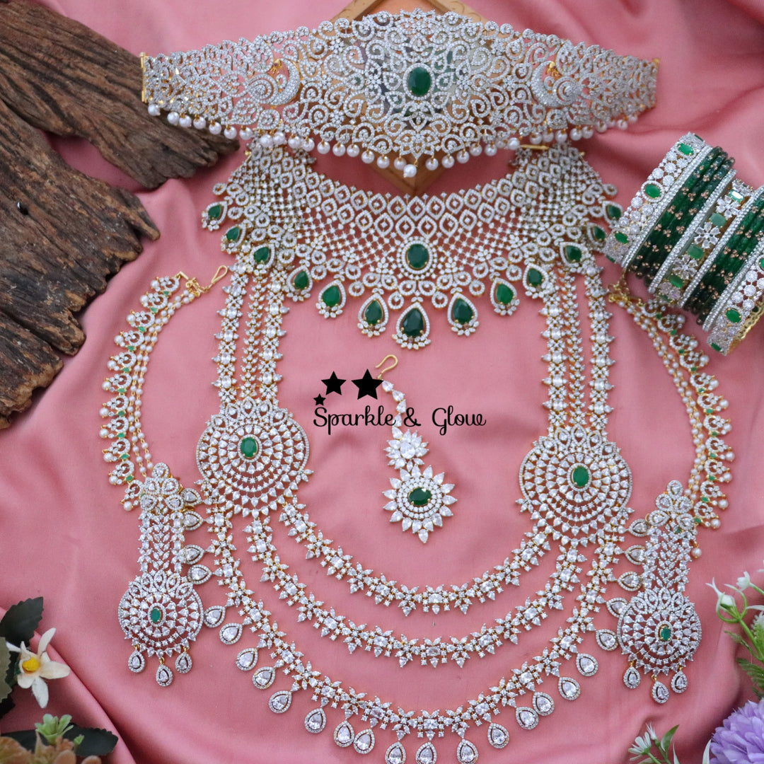 "Why spend lakhs when you can sparkle like a queen? 💎✨ This American Diamond Bridal Set is pure bridal luxury without the hefty price tag! 👰✨"
Wedding Season Sale Get 15% discount on sitewide
Get Free Gift Above 10k
Get Free Shipping above 7.5k &30k(Domestic&
International)
Get 7% discount on First Order
1 ID L-12407,C-19425,EC-30801,H-16085,M-23908
2.ID L-29831,C-2010,EC-20150,H-12928,M-23895
3. ID L-7902,C-19356,EC-30802,H-12936,M-23879
4. ID Set-12405,EC-27010,H-13380,M-9908
5.ID L-10089,C-26931,EC-  1