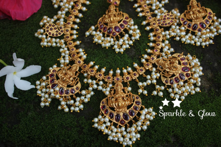 Royal Kemp stones lakshmi gutta pusalu - Kemp - Sparkle and Glow - Green - Back Thread