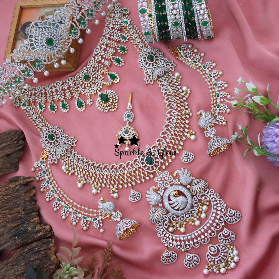 "Why spend lakhs when you can sparkle like a queen? 💎✨ This American Diamond Bridal Set is pure bridal luxury without the hefty price tag! 👰✨"
Wedding Season Sale Get 15% discount on sitewide
Get Free Gift Above 10k
Get Free Shipping above 7.5k &30k(Domestic&
International)
Get 7% discount on First Order
1 ID L-12407,C-19425,EC-30801,H-16085,M-23908
2.ID L-29831,C-2010,EC-20150,H-12928,M-23895
3. ID L-7902,C-19356,EC-30802,H-12936,M-23879
4. ID Set-12405,EC-27010,H-13380,M-9908
5.ID L-10089,C-26931,EC-  1