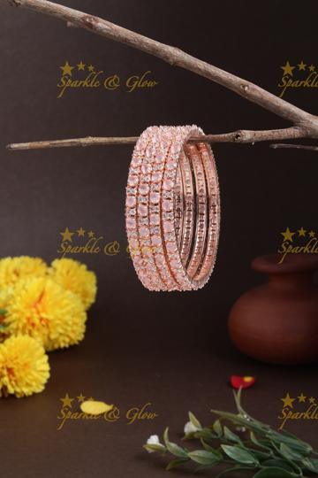 Beautiful silver finish stone bangles - Sparkle and Glow