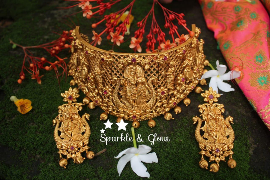 Premium quality matte Radha Krishna Choker - Sparkle and Glow
