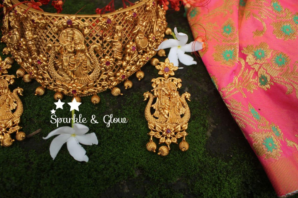 Premium quality matte Radha Krishna Choker - Sparkle and Glow