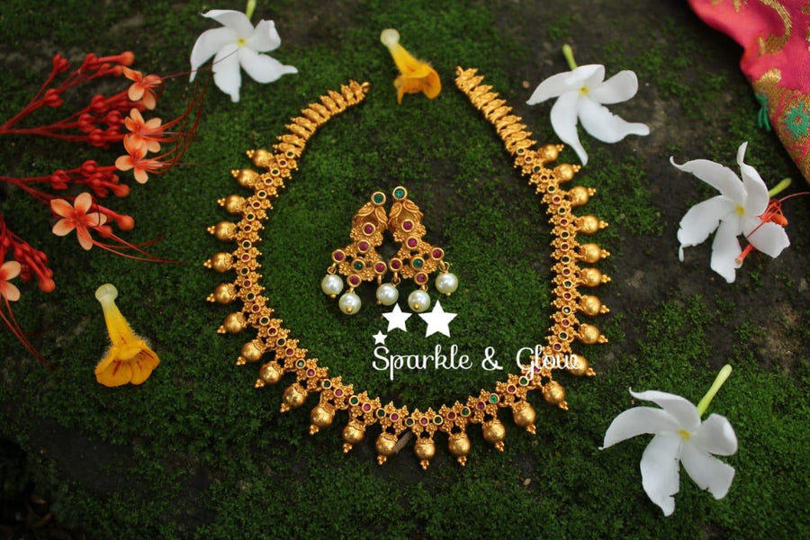 Budget Friendly Premium matte moggapu necklace - Sparkle and Glow
