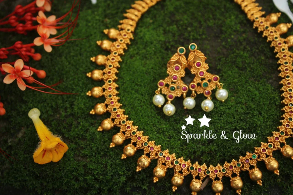 Budget Friendly Premium matte moggapu necklace - Sparkle and Glow
