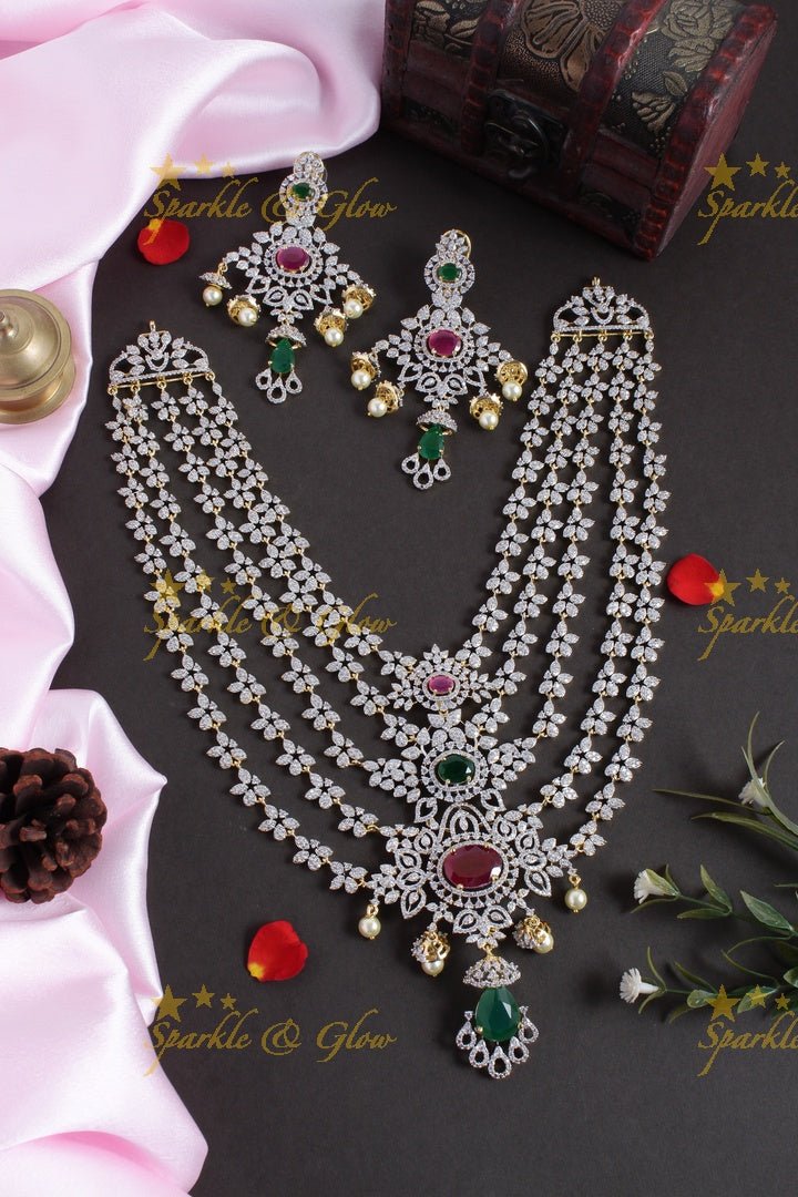 Beautiful multilayered GJ polish floral necklace - Multi - Sparkle and Glow - Multi - Back Chain