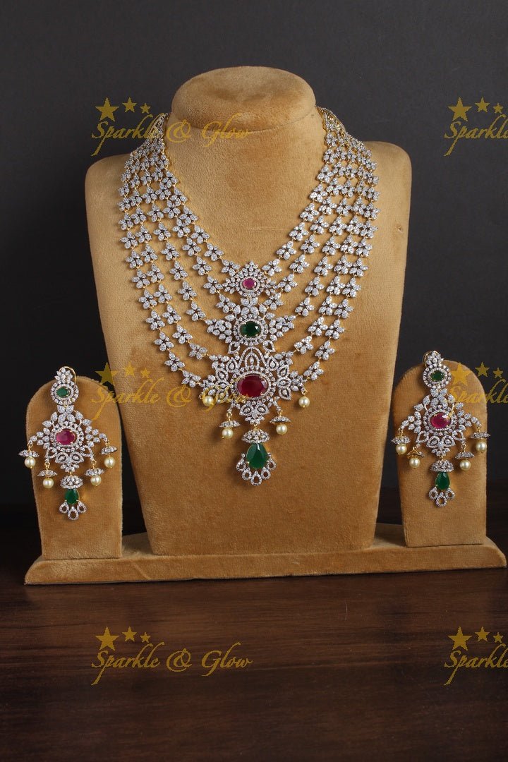 Beautiful multilayered GJ polish floral necklace - Multi - Sparkle and Glow - Multi - Back Thread