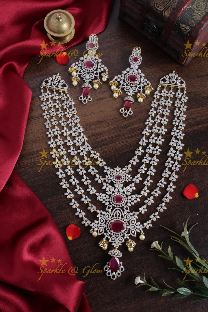 Beautiful multilayered GJ polish floral necklace - Multi - Sparkle and Glow - Pink - Back Chain