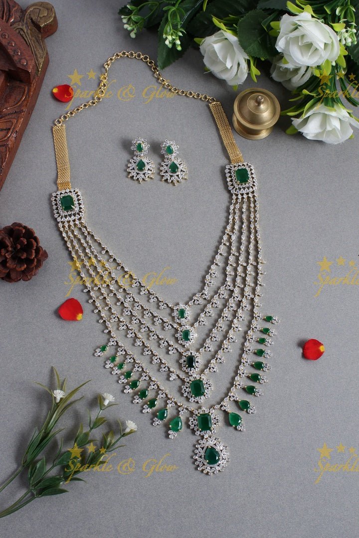 Beautiful multilayered GJ polish leaf branch necklace - Green - Sparkle and Glow - Green - Back Thread