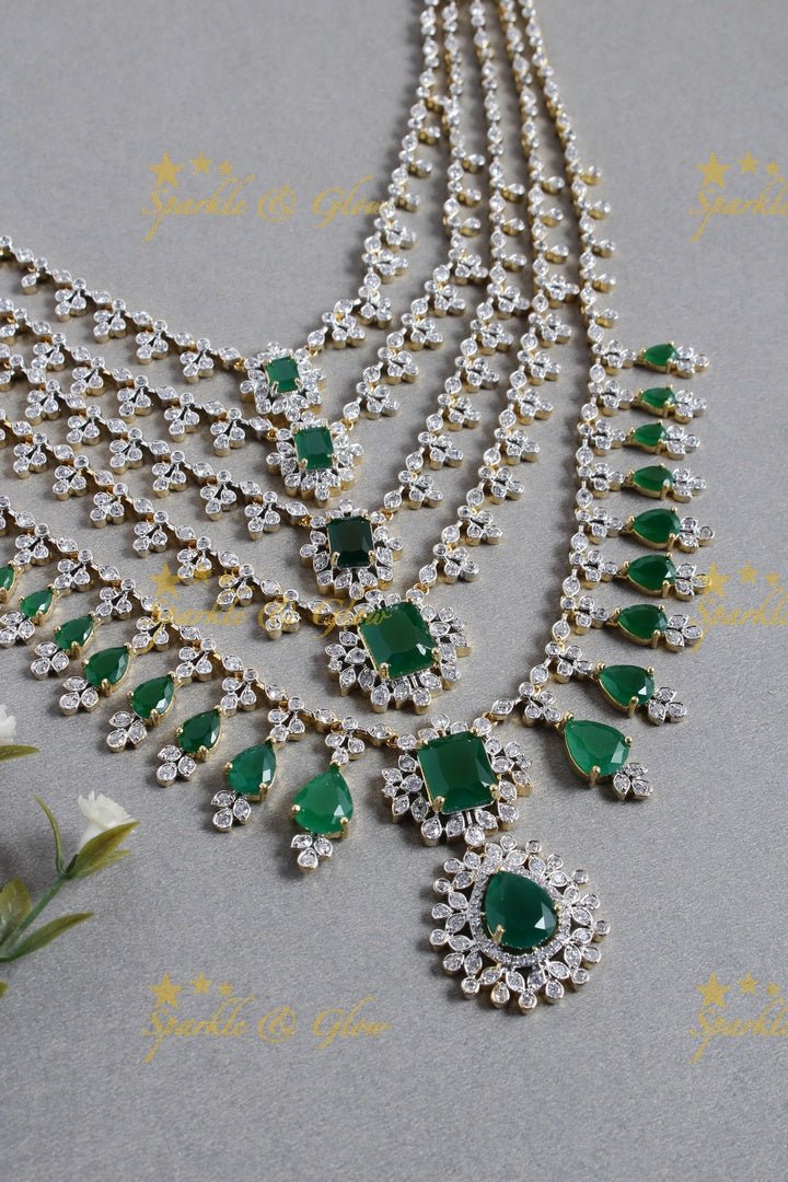 Beautiful multilayered GJ polish leaf branch necklace - Green - Sparkle and Glow - Green - Back Thread
