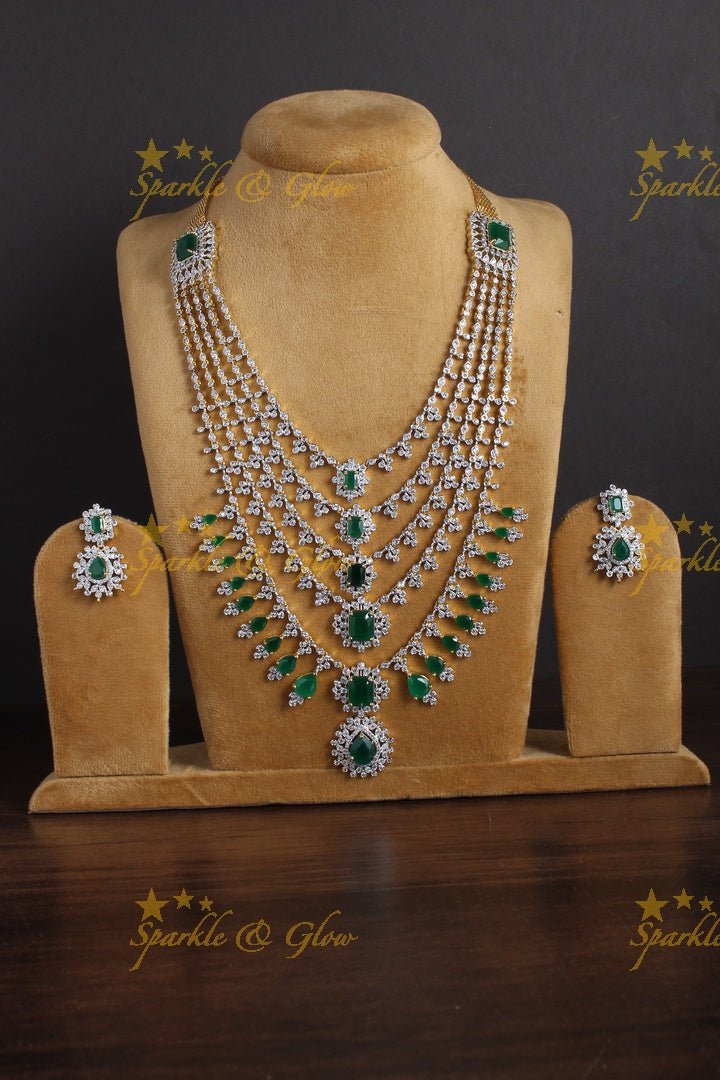 Beautiful multilayered GJ polish leaf branch necklace - Green - Sparkle and Glow - Green - Back Thread