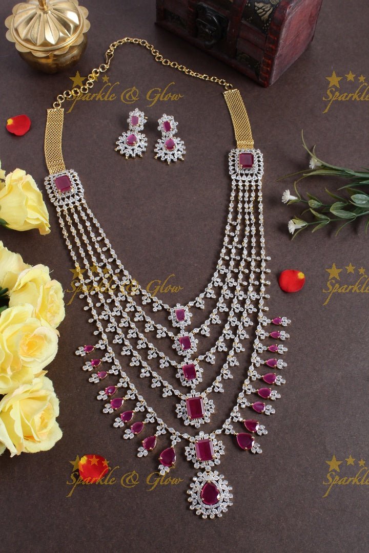 Beautiful multilayered GJ polish leaf branch necklace - Green - Sparkle and Glow - Pink - Back Thread