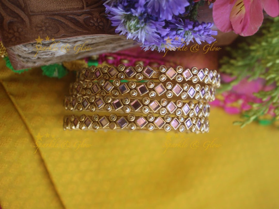 Silk thread beautiful square shpaed bangles set of four - Sparkle and Glow - 1.10 - 