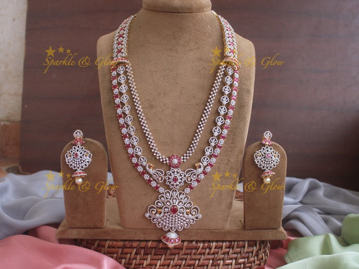 Intricately carved peacock floral jhumka deisgn GJ polish necklace - Sparkle and Glow - Multi - Back Thread
