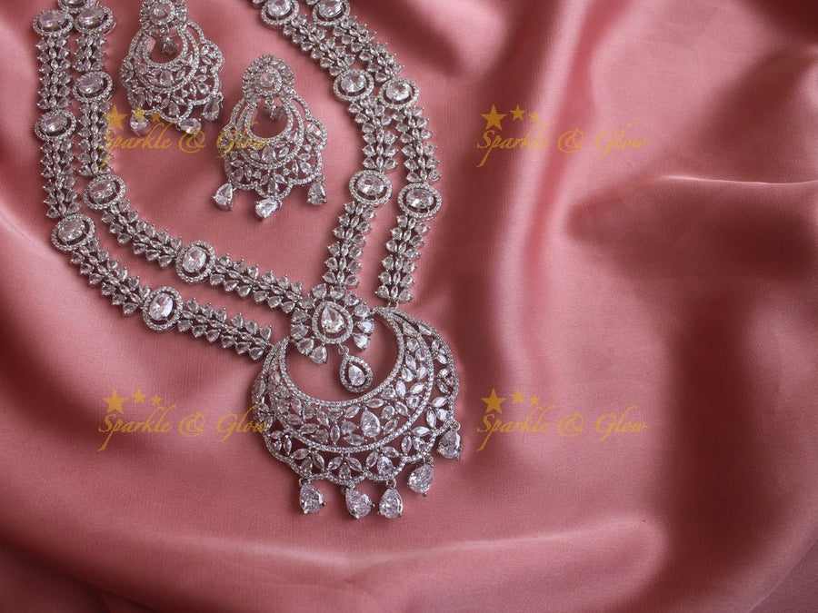 Beautiful leaf branch floral half moon carved pendent necklace - Mint Green - Sparkle and Glow - White - Back Thread