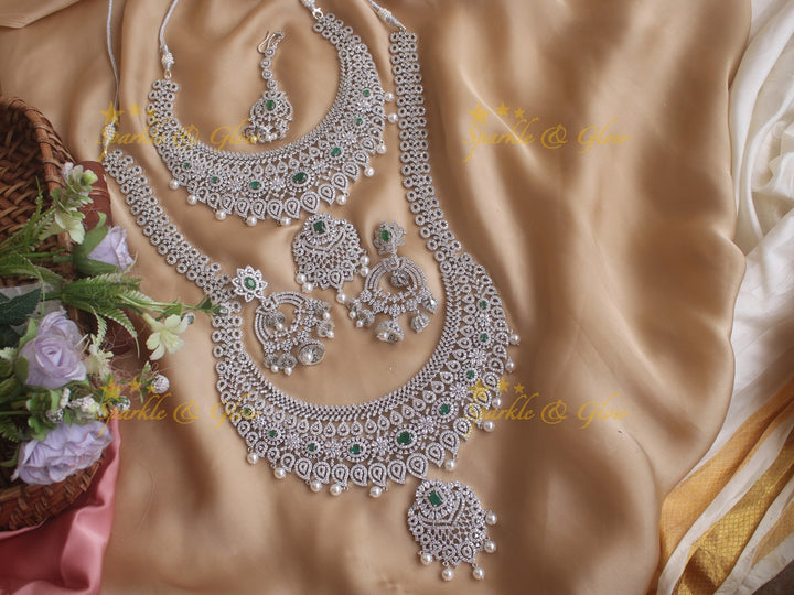 Exclusive mango gj polish carved long and short necklace set