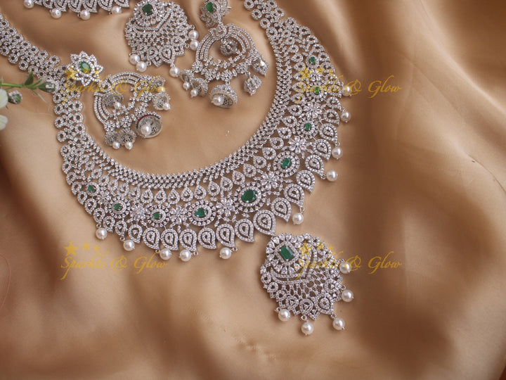 Exclusive mango gj polish carved long and short necklace set