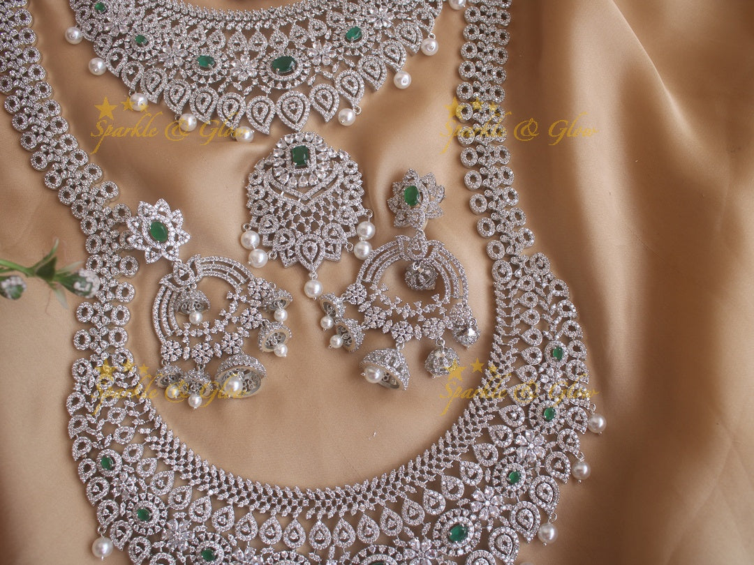 Exclusive mango gj polish carved long and short necklace set