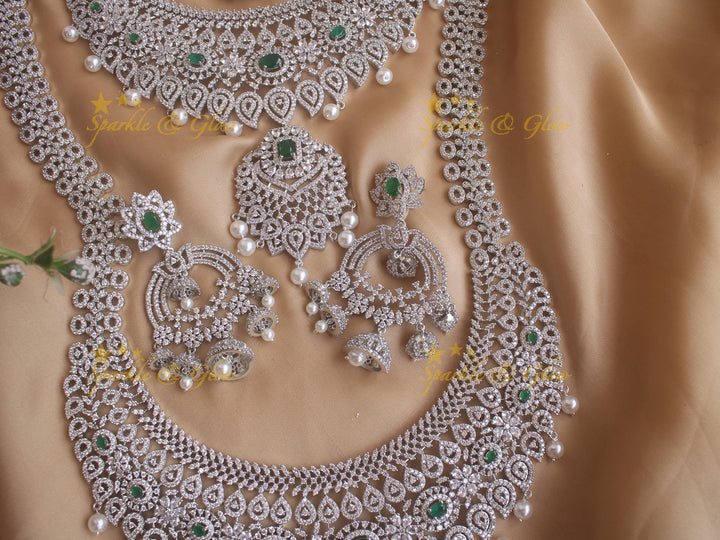 Exclusive mango gj polish carved long and short necklace set