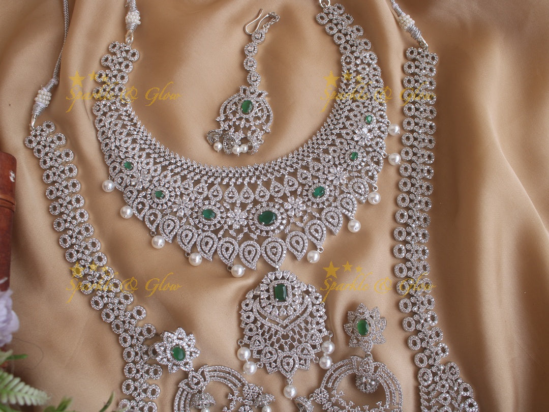 Exclusive mango gj polish carved long and short necklace set