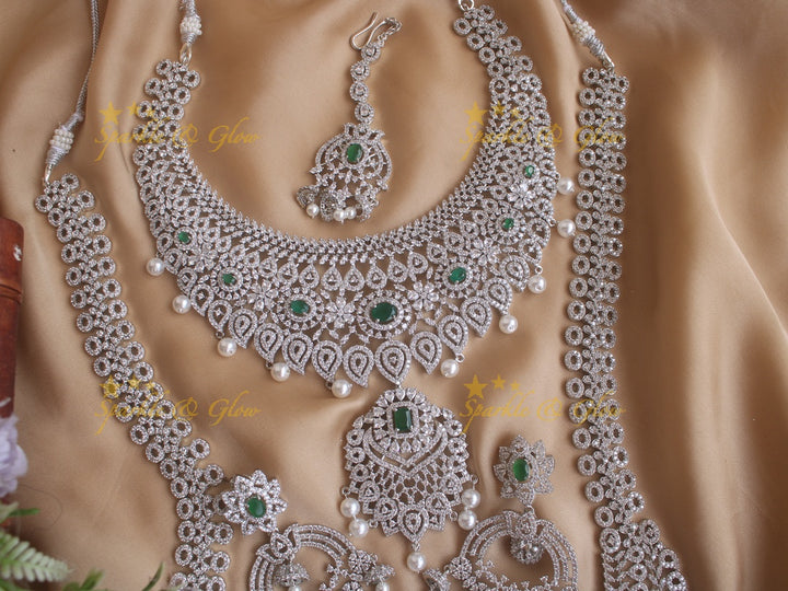 Exclusive mango gj polish carved long and short necklace set