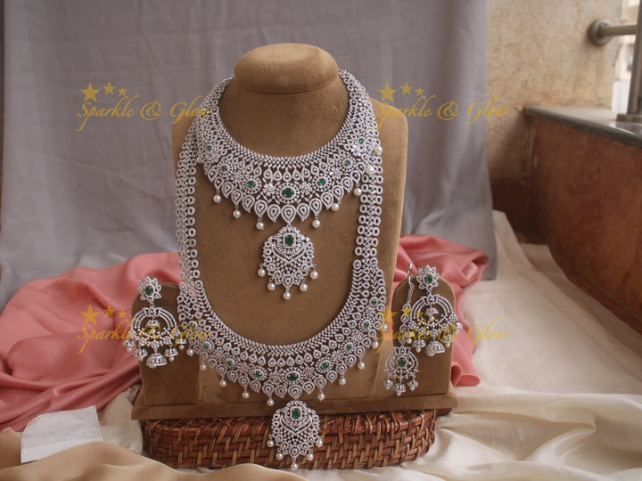 Exclusive mango gj polish carved long and short necklace set