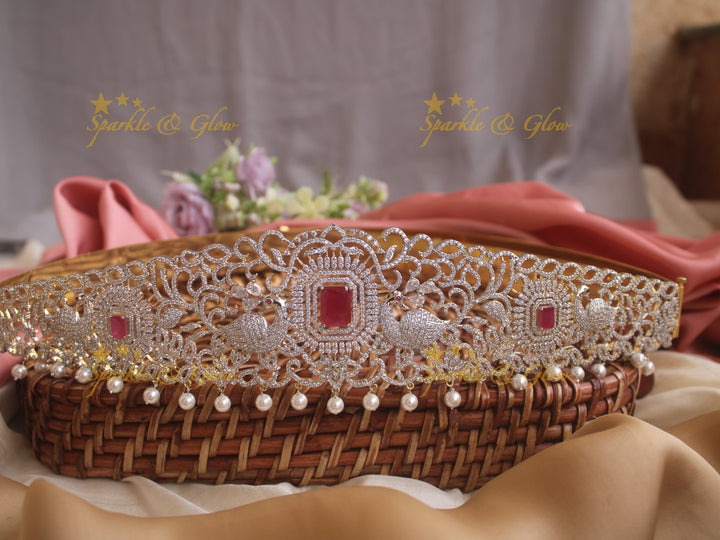 Beautiful GJ Polish leaf branch peacock carved Hipbelt