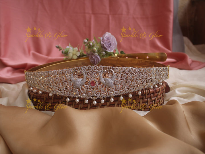 Beautiful GJ Polish water drop peacock carved Hipbelt