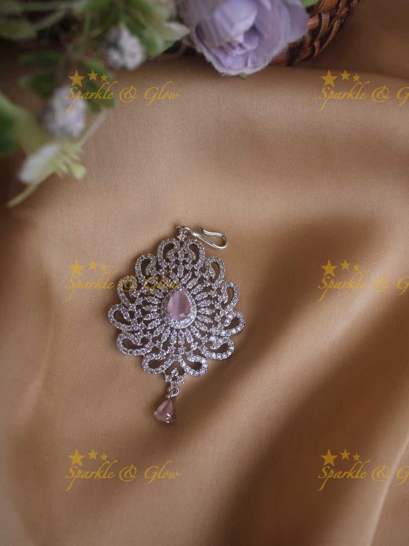 Beautiful Silver polish floral mango deisgn maang tikka