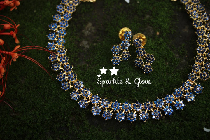 Two layer AD stones star gold necklace - white Multi - Sparkle and Glow - Pink - Back Thread
