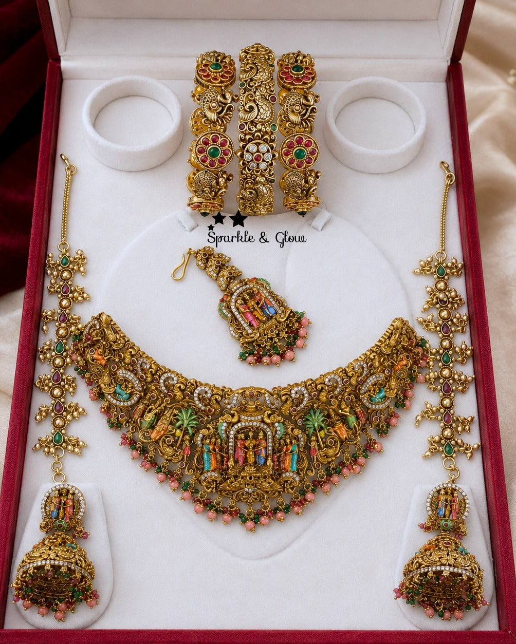👑 "A touch of temple tradition, a whole lot of bridal elegance!"
Wedding Season Sale Get 15% discount on sitewide
Get Free Gift Above 10k
Get free Domestic shipping
above 2000/- and for international its discounted shipping
1. ID C-3669,EC-31697,B-20130,14320
2.ID C-7928,EC-31685,B-23506,M-15996
3.ID C-3082,EC-31687,B-2945,M-24490
4.ID C-26400,EC-19937,B-31740_2_6,14320,M-26402
5.ID C-26788,EC-31706,B-31738_2_4,M-26404
6.ID C-16175,EC-31705,B-2945,23506,M-16118
7.ID C-22698,EC-31706,B-24607,27439_2_4,M-120