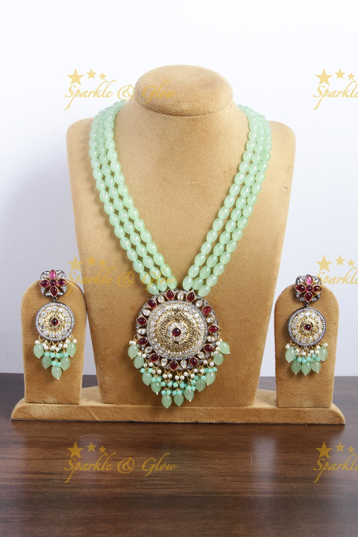 German Silver pendent beaded haram