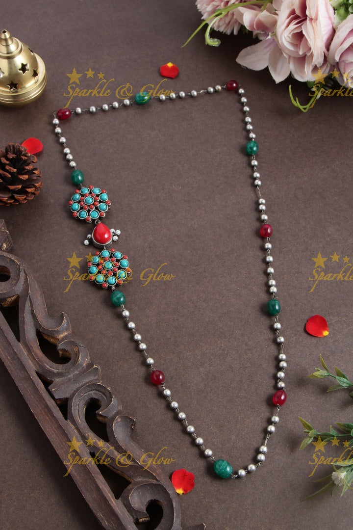 SLA beaded MOP chain - Green Red