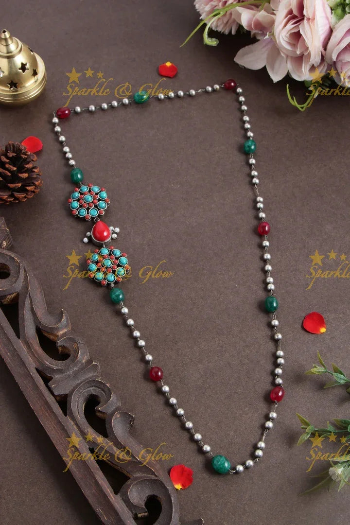 SLA beaded MOP chain - Green purple - Sparkle and Glow