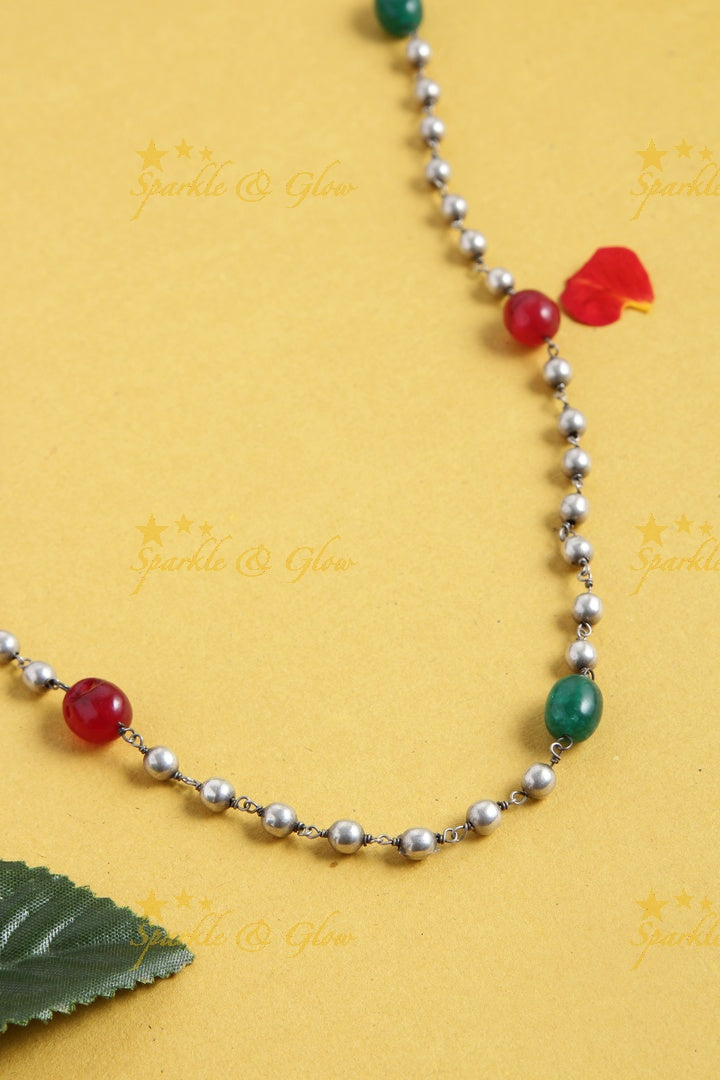 SLA beaded MOP chain - Green Red