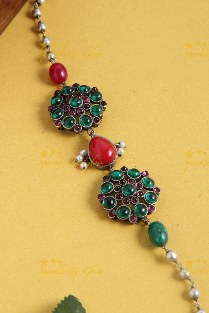 SLA beaded MOP chain - Green Red