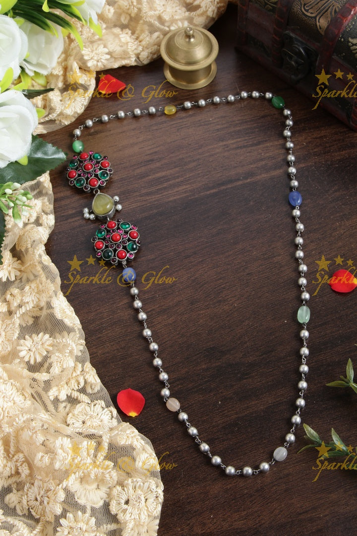 SLA beaded MOP chain - Green Red