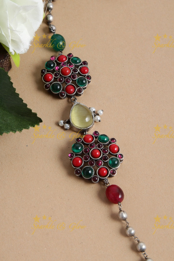 SLA beaded MOP chain - Green Coral